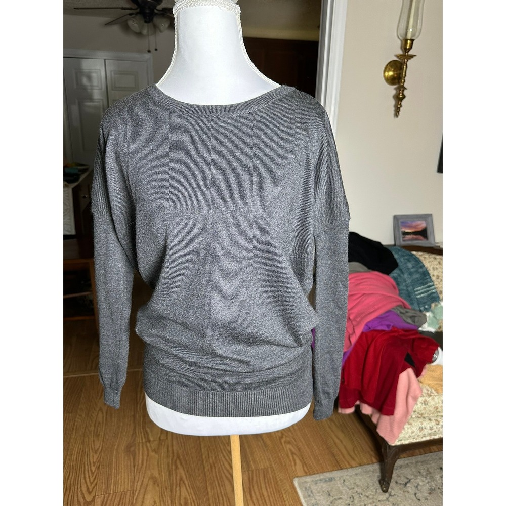 Boden 100% Wool Fine Knit Sweater Charcoal Grey Preppy Boat Neck Size US 2